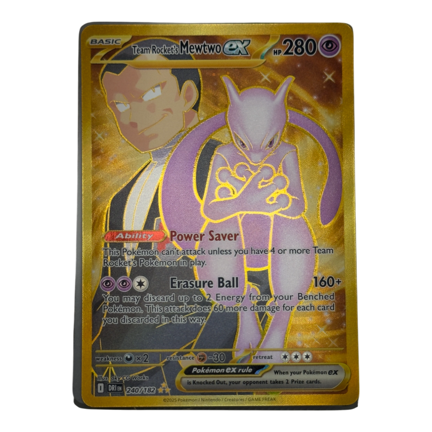 Team Rocket's Mewtwo Ex 240/182 Hyper Rare Holofoil